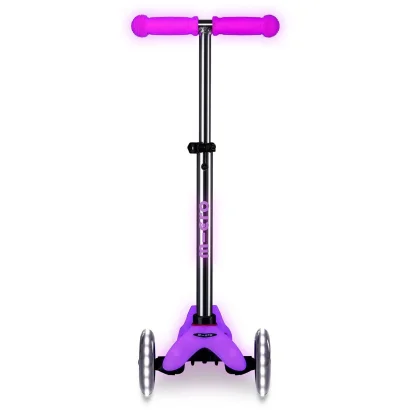 Самокат MICRO серії &quot;Mini Deluxe Glow LED&quot; – МОРОЗНИЙ РОЖЕВИЙ (до 50 kg, 3-х колісний, світло)