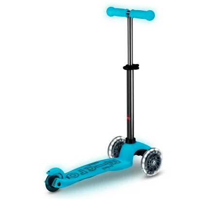 Самокат MICRO серії &quot;Mini Deluxe Glow LED&quot; – ЛЬОДОВИК АКВА (до 50 kg, 3-х колісний, світло)