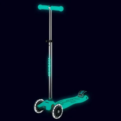 Самокат MICRO серії &quot;Maxi Deluxe Glow LED&quot; – ЖЕЛЕЙНИЙ ЗЕЛЕНИЙ (до 50 kg, 3-х колісний, світло)