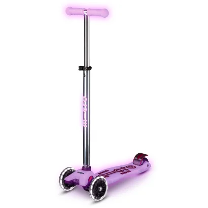 Самокат MICRO серії "Maxi Deluxe Glow LED" &ndash; СЯЙНИСТО-ПУРПУРОВИЙ (до 50 kg, 3-х колісний, світло)