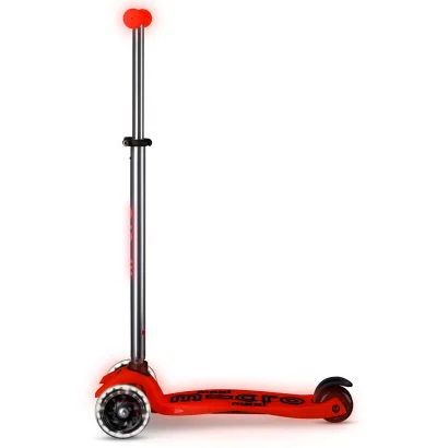 Самокат MICRO серії "Maxi Deluxe Glow LED" &ndash; ЧЕРВОНА АУРА (до 50 kg, 3-х колісний, світло)