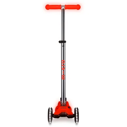 Самокат MICRO серії "Maxi Deluxe Glow LED" &ndash; ЧЕРВОНА АУРА (до 50 kg, 3-х колісний, світло)