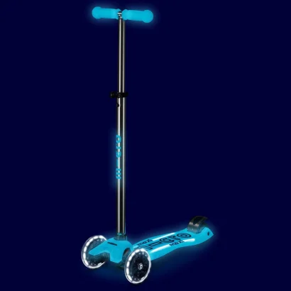 Самокат MICRO серії &quot;Maxi Deluxe Glow LED Plus&quot; - СИНІЙ КРИШТАЛЬ (до 50 kg, триколісний, світло)