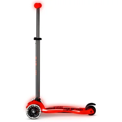 Самокат MICRO серії &quot;Maxi Deluxe Glow LED Plus&quot; - ЧЕРВОНА АУРА (до 50 kg, триколісний, світло)