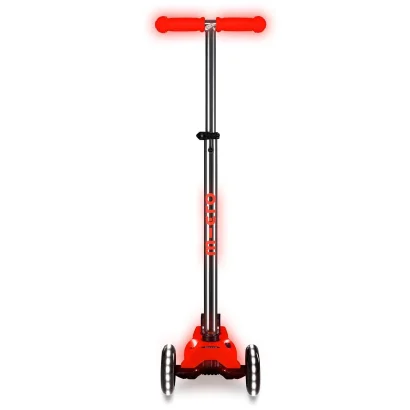 Самокат MICRO серії &quot;Maxi Deluxe Glow LED Plus&quot; - ЧЕРВОНА АУРА (до 50 kg, триколісний, світло)