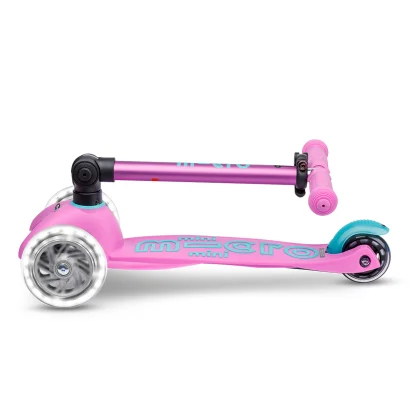 Самокат MICRO серії "Mini Deluxe Foldable LED" &ndash; ЛАВАНДОВИЙ (складаний, до 50 кг (kg), триколісний, світло)