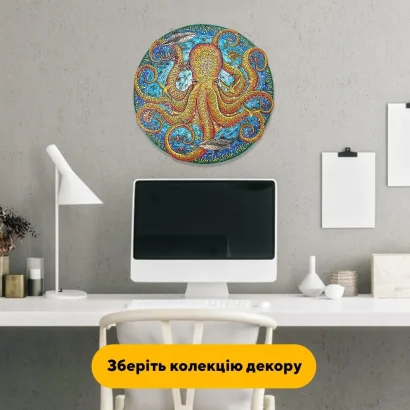 Пазл дерев'яний Гігантський Восьминіг, А5, Картонна коробка