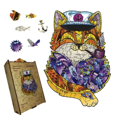 Пазл дерев'яний Капітан Кіт, А5, Картонна коробка