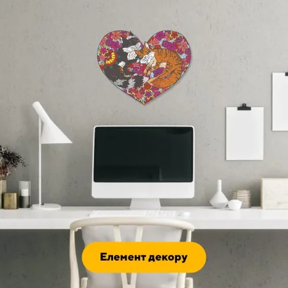 Пазл дерев'яний Котяче Серце, А5, Картонна коробка