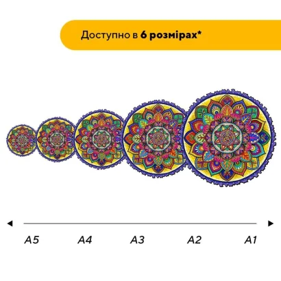 Пазл дерев'яний Мандала Щастя, А5, Картонна коробка