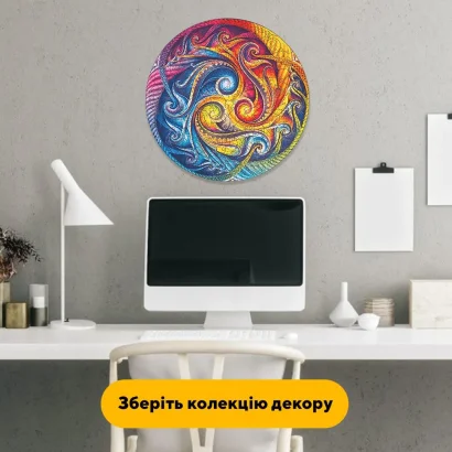 Пазл дерев'яний Мандала Спіральне Втілення, А5, Картонна коробка