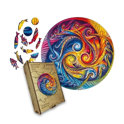 Пазл дерев'яний Мандала Спіральне Втілення, А5, Картонна коробка