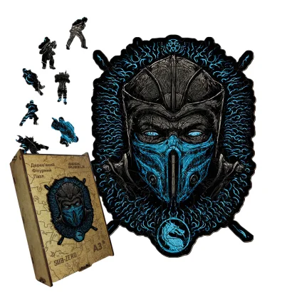 Пазл дерев'яний Мортал Комбат Саб-Зіро, А5, Картонна коробка