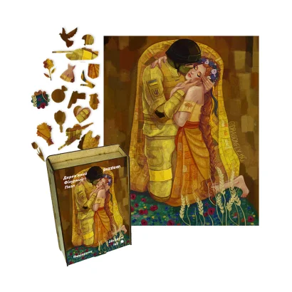 Пазл дерев'яний Поцілунок, А5, Картонна коробка