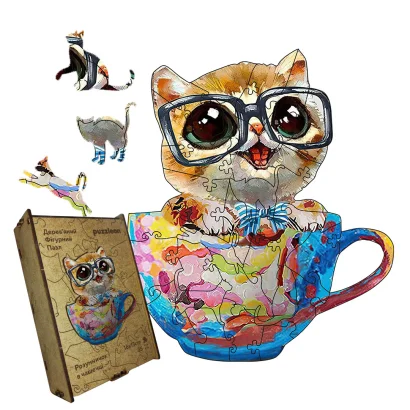 Пазл дерев'яний Розумничок в чашечці, А5, Картонна коробка