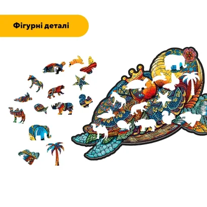 Пазл дерев'яний Сім'я Черепах, А5, Картонна коробка