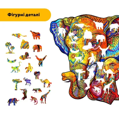 Пазл дерев'яний Сім'я Слоників, А5, Картонна коробка