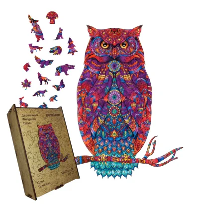 Пазл дерев'яний Сова Талісман, А5, Картонна коробка