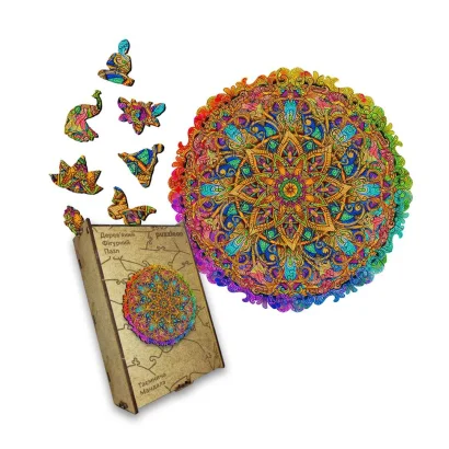 Пазл дерев'яний Таємнича Мандала, А5, Картонна коробка