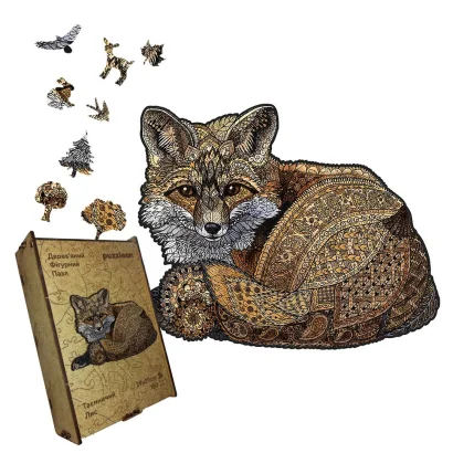 Пазл дерев'яний Таємничий Лис, А5, Картонна коробка