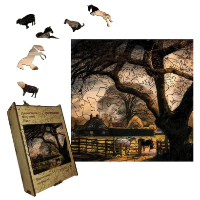 Пазл дерев'яний Відпочинок на фермі, А5, Картонна коробка