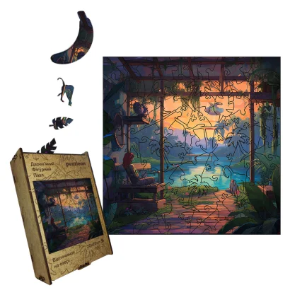 Пазл дерев'яний Відпочинок на озері, А5, Картонна коробка