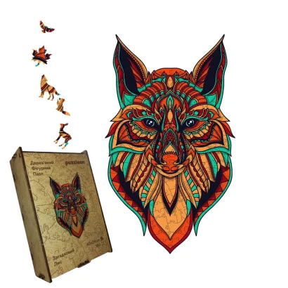 Пазл дерев'яний Загадковий Лис, А5, Картонна коробка