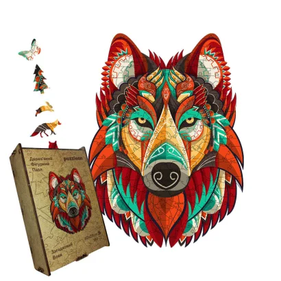 Пазл дерев'яний Загадковий Вовк, А5, Картонна коробка