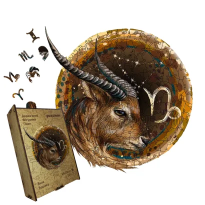 Пазл дерев'яний Знак Зодіаку Козеріг, А5, Картонна коробка