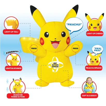 Інтерактивна м'яка іграшка POKEMON - ПІКАЧУ (світло, звук, 25 cm)