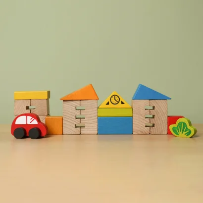 Конструктор дерев'яний Будівельні блоки Місто 18 фігур