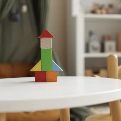 Розвивальні дерев'яні кубики для малюків кольорові 9 шт