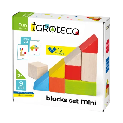 Розвивальні дерев'яні кубики для малюків кольорові 9 шт