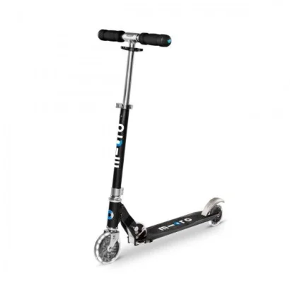 Самокат MICRO серии &quot;Sprite LED&quot; – ЧОРНИЙ (складаний, до 100 kg, двоколісний, світло)