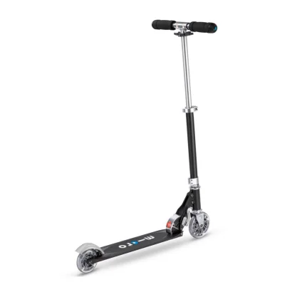 Самокат MICRO серии &quot;Sprite LED&quot; – ЧОРНИЙ (складаний, до 100 kg, двоколісний, світло)
