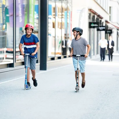 Самокат MICRO серии &quot;Sprite LED&quot; – ЧОРНИЙ (складаний, до 100 kg, двоколісний, світло)