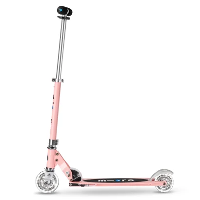 Самокат MICRO серії "Sprite LED" - НЕОНОВА ТРОЯНДА (складаний, до 100 kg, двоколісний, світло)