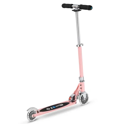 Самокат MICRO серії "Sprite LED" - НЕОНОВА ТРОЯНДА (складаний, до 100 kg, двоколісний, світло)