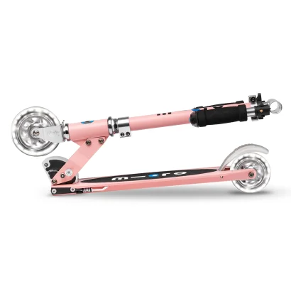 Самокат MICRO серії "Sprite LED" - НЕОНОВА ТРОЯНДА (складаний, до 100 kg, двоколісний, світло)