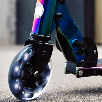 Самокат MICRO серії "Sprite LED" &ndash; НЕОХРОМ (до 100  кг (kg), двоколісний, світло)