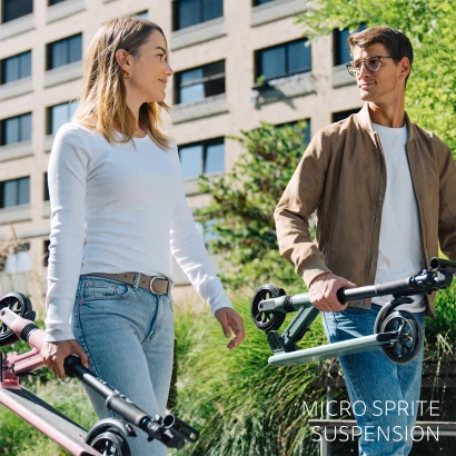 Самокат MICRO серії "Sprite Suspension" - РОЖЕВИЙ (складаний, до 100 кг (kg), двоколісний)